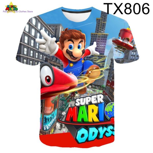 T shirt manches courtes Super Mario bros pour enfants hauts pour gar ons et femmes v 4