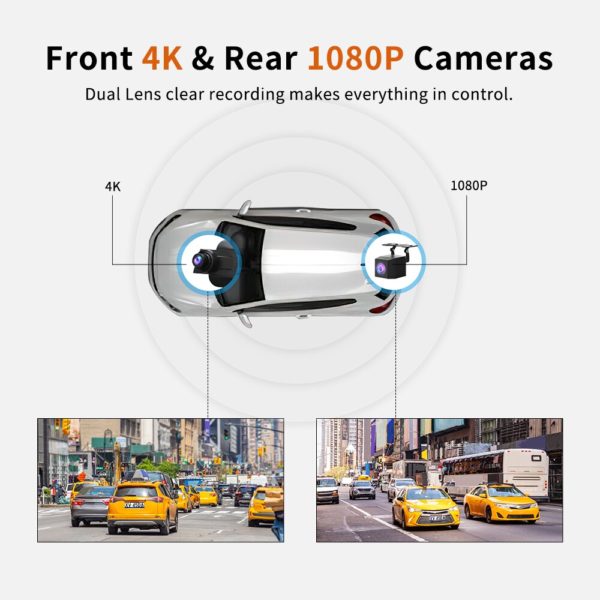 ThiEYE 4K voiture Dvr miroir Dash Cam double objectif cran tactile GPS Navigation cam ra de 3
