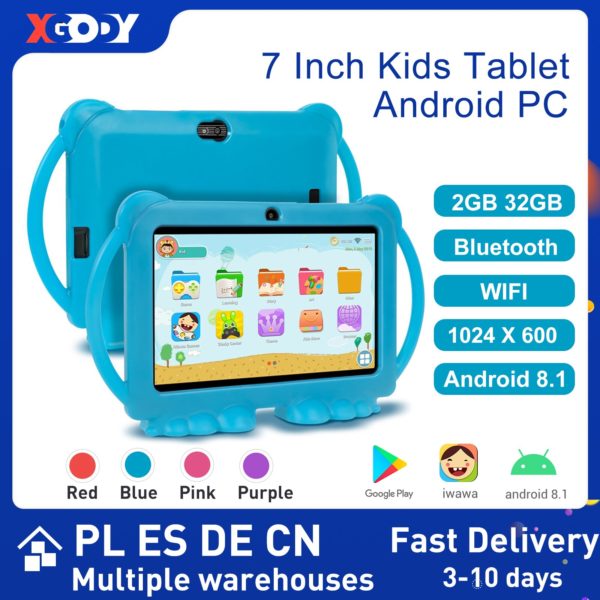 XGODY tablette PC Android de 7 pouces pour enfants avec tui 32 go de ROM Quad