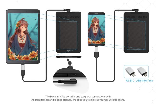 XP Pen Deco mini7 dessin tablette num rique graphique tablettes USB 8192 niveaux inclinaison Android Mac 3