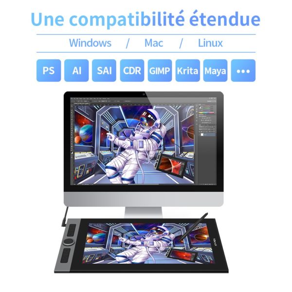 XPPen Artist Pro 16 Tablette graphique Moniteur de dessin 15,6 pouces 133%s RGB avec support de l'inclinaison de Dials X3 Smart Chip pour Windows mac – Image 3