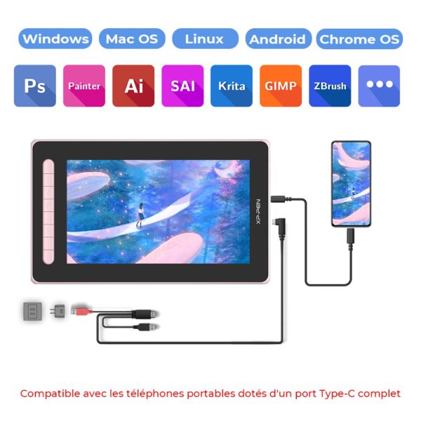 XPPen tablette graphique Artist 12 2 me stylo 127 s RGB 8192 niveaux stylet X3 powered 4