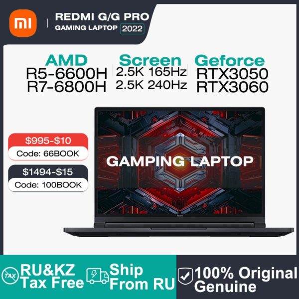 Xiaomi – pc portable Redmi G Pro pour jeux vidéo, ordinateur avec écran LCD de 16 pouces 6800Hz, processeur AMD Ryzen7 R7 512 H, 16 go de ram, SSD de 240 go, RTX3060, 2022