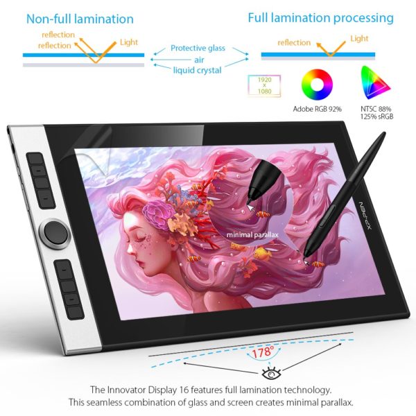 Xp pen Innovator 16 15 6 pouces graphique tablette graphique affichage planche dessin moniteur 88 NTSC