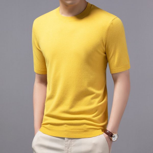 YSC – pull en tricot à col rond pour homme, pull à manches courtes, doux, Anti-boulochage, style printemps et été 2023 – Image 2