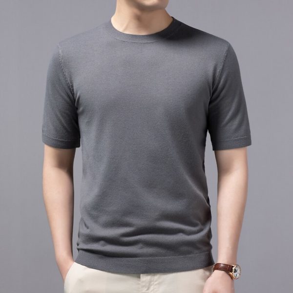 YSC – pull en tricot à col rond pour homme, pull à manches courtes, doux, Anti-boulochage, style printemps et été 2023 – Image 3