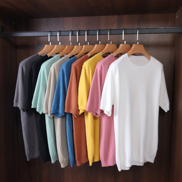 YSC – pull en tricot à col rond pour homme, pull à manches courtes, doux, Anti-boulochage, style printemps et été 2023 – Image 6