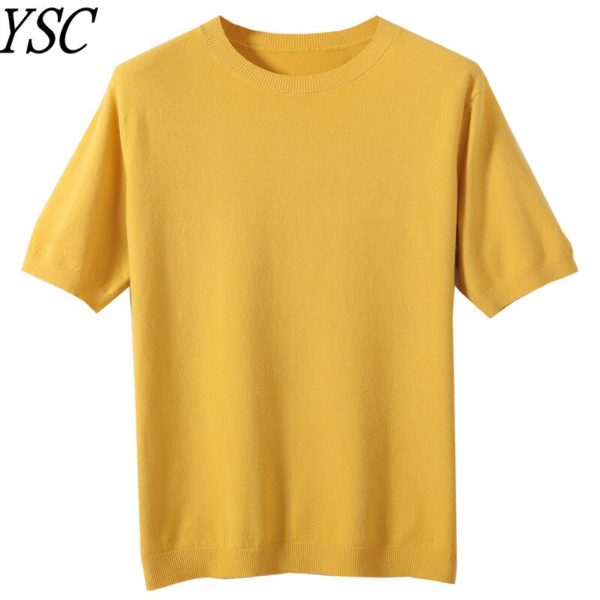 YSC – pull en tricot à col rond pour homme, pull à manches courtes, doux, Anti-boulochage, style printemps et été 2023