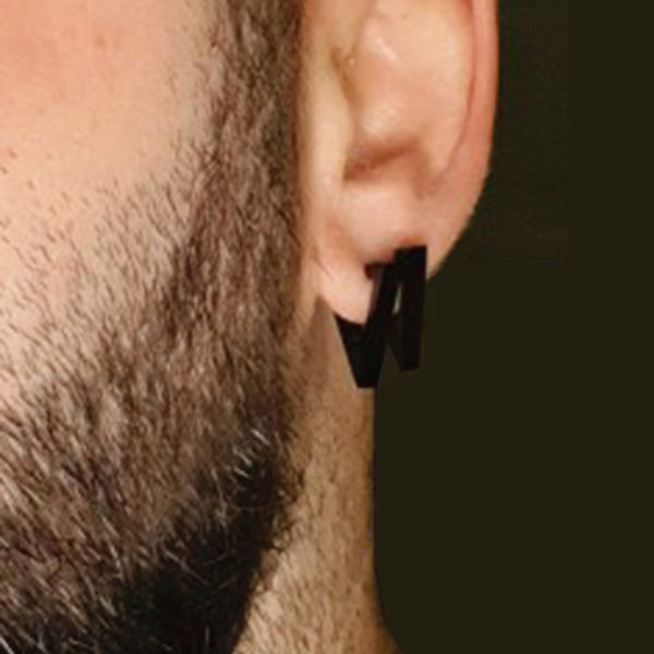 1 paire de boucles d oreilles g om triques en acier inoxydable pour hommes couleur argent 1