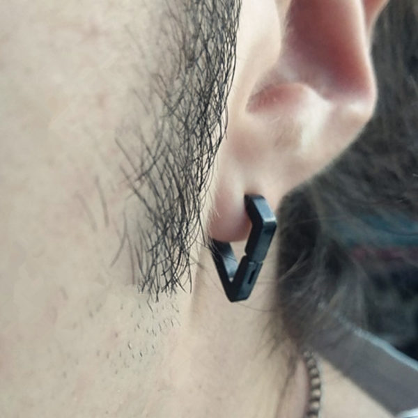 1 paire de boucles d oreilles g om triques en acier inoxydable pour hommes couleur argent 3
