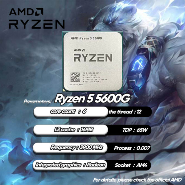 AMD CPU Ryzen 5 5600G processeur 6 c urs 12 threads 16 mo de cache fr 3
