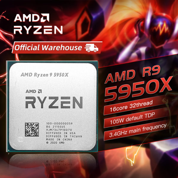 AMD CPU nouveau mod le R9 5950X processeur de jeu 3 4 GHz 16 c urs