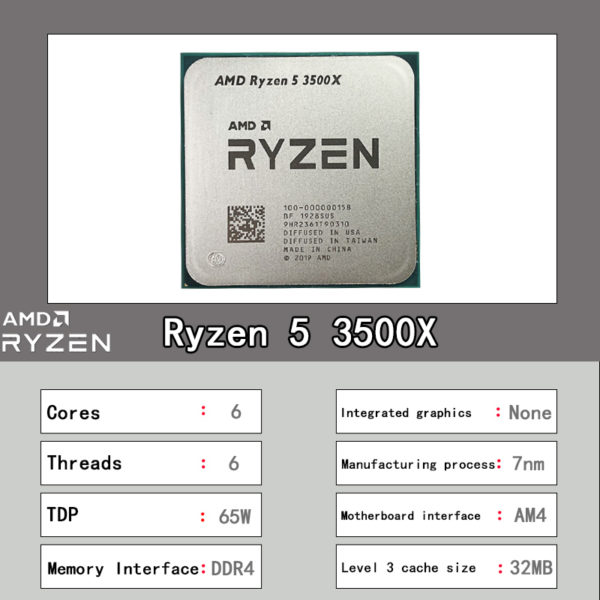 AMD Ryzen 5 3500X R5 3500X 3 6 GHz Utilis JEU Zen 2 0 007 Six 2