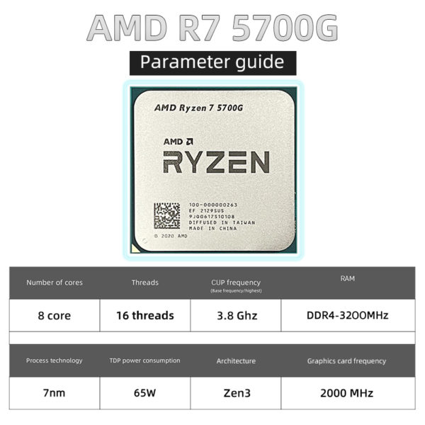 AMD – nouveau processeur de bureau Ryzen 7 5700 go R7 5700 go, 3.8GHz, 8 cœurs, 16 threads, 65W, Socket AM4 – Image 6