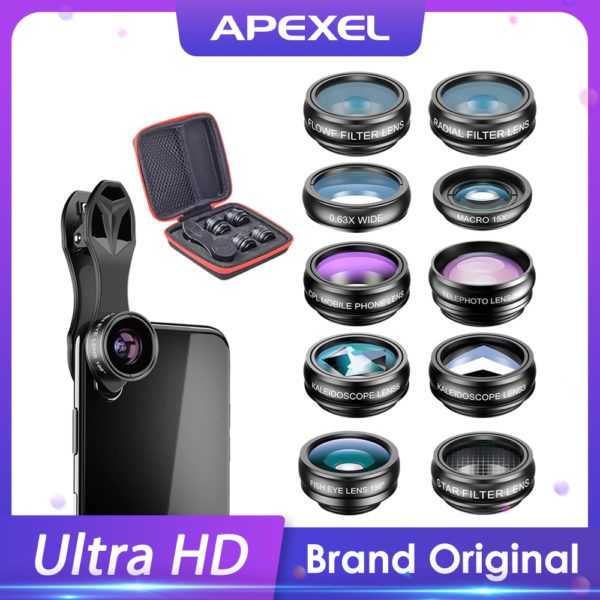 APEXEL Kit d objectif de cam ra de t l phone 10 en 1 Fisheye objectif