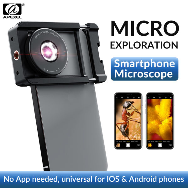 APEXEL lentille de Microscope Portable HD 100X pour t l phone Portable loupe Macro objectif de