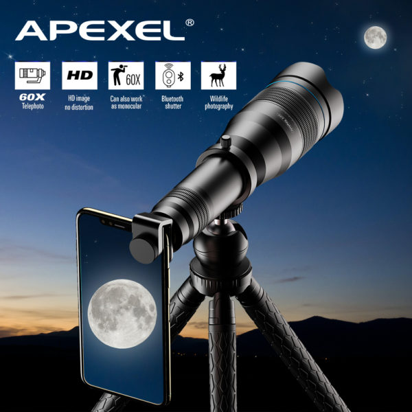 APEXEL t l objectif de t l phone professionnel HD Zoom 20 60X puissant t lescope