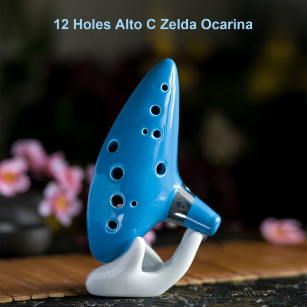 Alto C 12 trous Zelda Ocarina fl te en c ramique Instrument de musique avec lani 3
