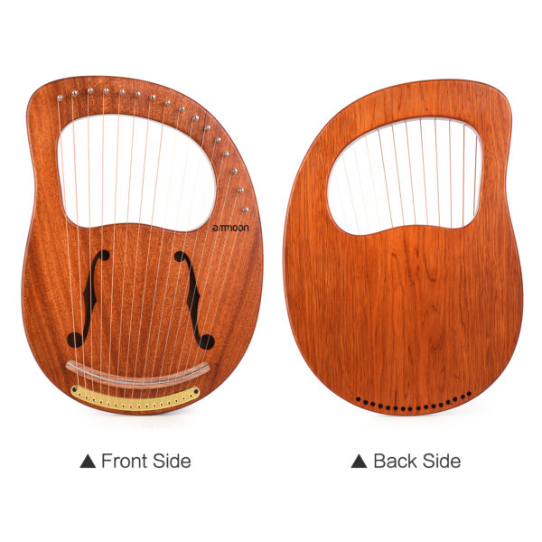 Ammoon harpe Lyre en bois 16 cordes cordes m talliques Instrument en bois massif avec sac 2