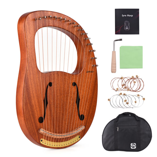 Ammoon harpe Lyre en bois 16 cordes cordes m talliques Instrument en bois massif avec sac