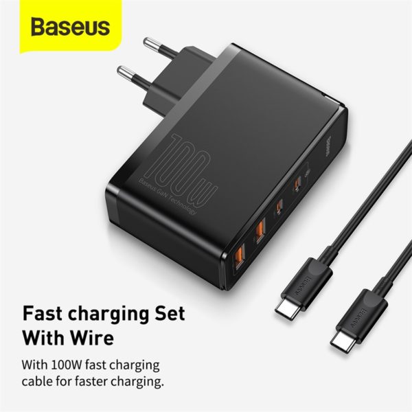 Baseus 100W GaN USB Type C chargeur PD QC Charge rapide 4 0 3 0 USB 4
