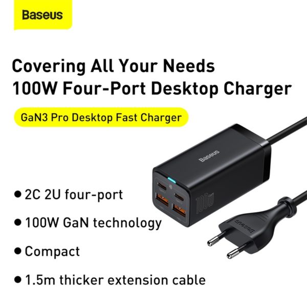Baseus GaN 100W 65W chargeur de bureau Charge rapide 4 0 QC 3 0 PD USB 2