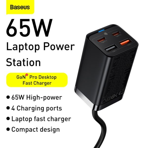 Baseus GaN 100W 65W chargeur de bureau Charge rapide 4 0 QC 3 0 PD USB 4