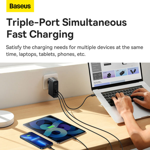 Baseus chargeur GaN 140W USB Type C PD3 1 Charge rapide pour tablette Macbook Charge rapide 1