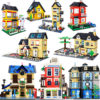 Blocs de Construction ville Architecture Villa chalet modèle Compatible amis plage cabane modulaire maison Village Construction jouets