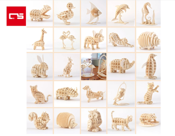 Puzzle 3D en bois, Kits d'assemblage d'animaux, décoration de Table à faire soi-même, sûr et Non toxique, facile à poinçonner, cadeau pour enfants