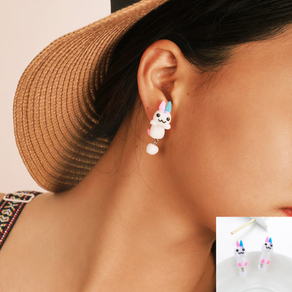 Boucles d oreilles 3D en argile polym re pour femmes bijoux faits la main avec chat 4
