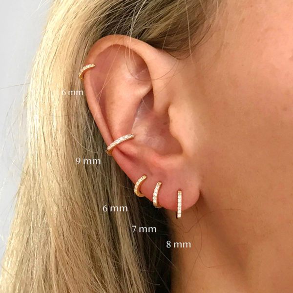 Boucles d oreilles en acier inoxydable 2 pi ces en cristal zircone petit Huggie Cartilage fin