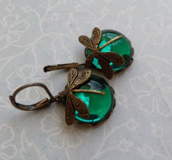 Boucles d oreilles en forme de libellule pour femmes bijoux Vintage en Bronze couleur or motif 4
