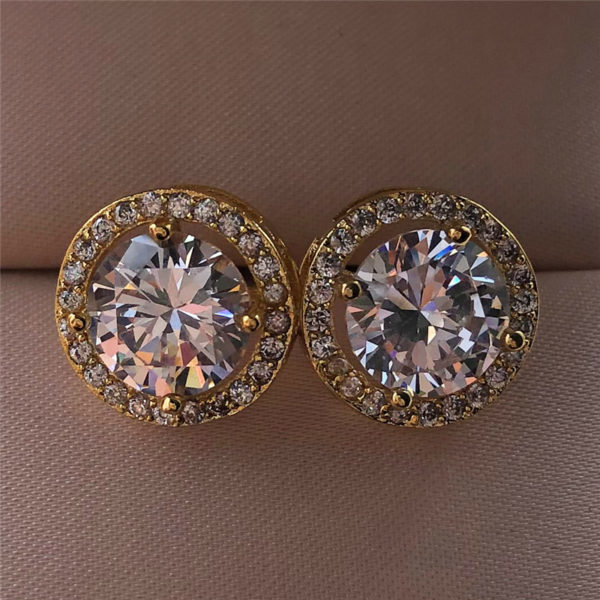 Boucles d oreilles rondes en cristal pour femmes bijoux de mariage Vintage de couleur argent boucles 2
