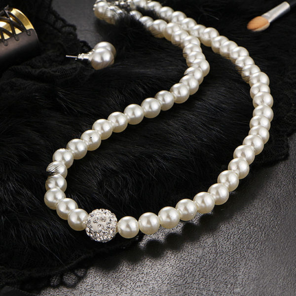 CANPEL ensemble de bijoux de mariage Vintage pour femmes collier en strass et fausses perles boucles 1
