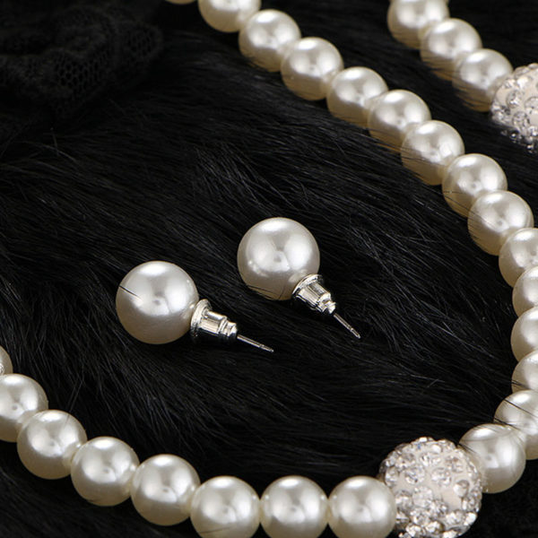 CANPEL ensemble de bijoux de mariage Vintage pour femmes collier en strass et fausses perles boucles 2
