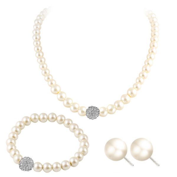 CANPEL ensemble de bijoux de mariage Vintage pour femmes collier en strass et fausses perles boucles 4