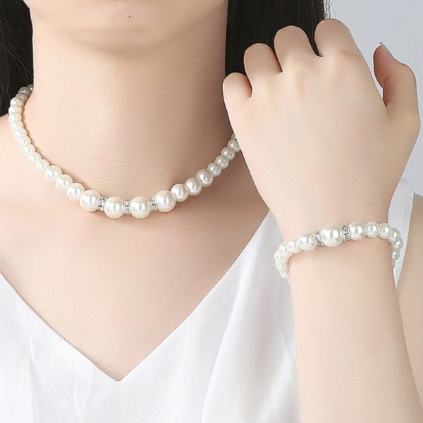 CANPEL ensemble de bijoux de mariage Vintage pour femmes collier en strass et fausses perles boucles 5