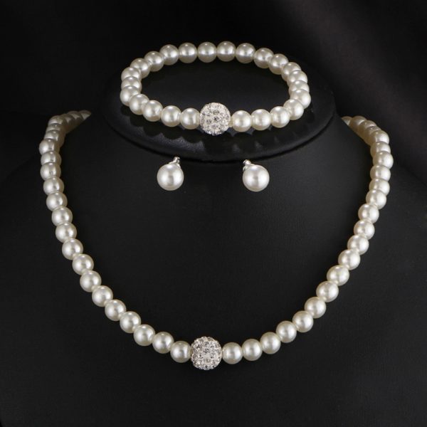 CANPEL ensemble de bijoux de mariage Vintage pour femmes collier en strass et fausses perles boucles