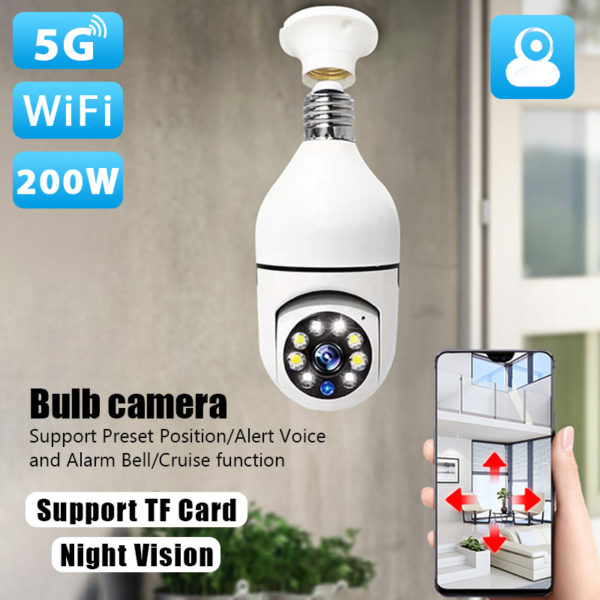 Cam ra de Surveillance sans fil Wifi 5G ampoule E27 Vision nocturne suivi automatique des personnes
