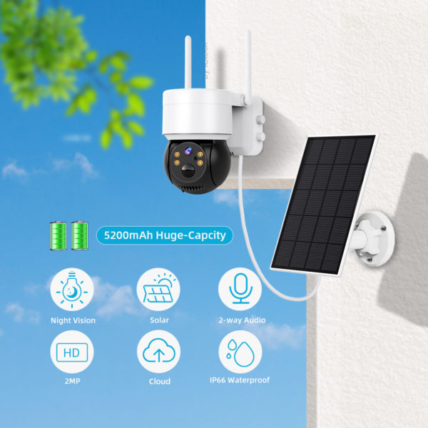 Cam ra solaire 2MP Wifi ext rieur 1080P PIR cam ras IP de Surveillance avec panneau
