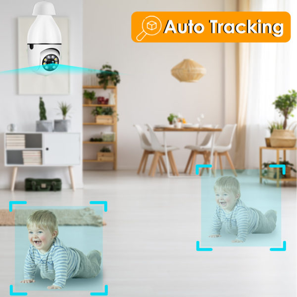 Carecam – caméra 3MP E27, moniteur bébé WiFi, suivi automatique, vidéosurveillance intérieure, sécurité à domicile, projecteur, 1/2/3 pièces – Image 2