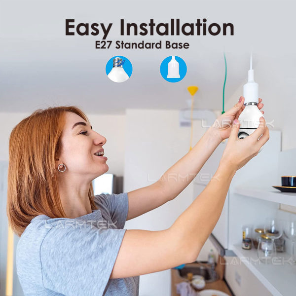 Carecam – caméra 3MP E27, moniteur bébé WiFi, suivi automatique, vidéosurveillance intérieure, sécurité à domicile, projecteur, 1/2/3 pièces – Image 3