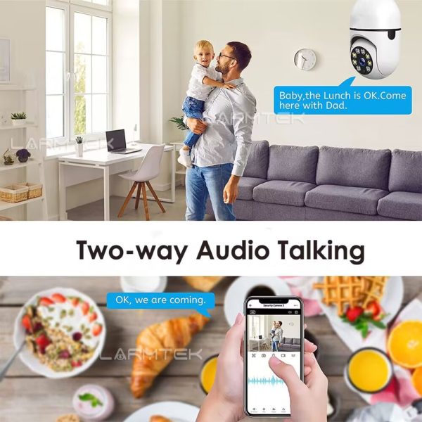 Carecam – caméra 3MP E27, moniteur bébé WiFi, suivi automatique, vidéosurveillance intérieure, sécurité à domicile, projecteur, 1/2/3 pièces – Image 5