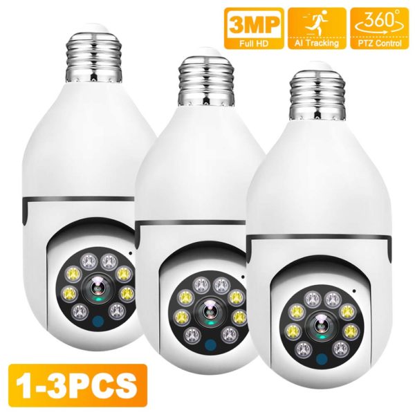 Carecam – caméra 3MP E27, moniteur bébé WiFi, suivi automatique, vidéosurveillance intérieure, sécurité à domicile, projecteur, 1/2/3 pièces