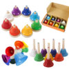 Cloche à main 8 notes pour enfants, jouet musical, jeu d'instruments à Percussion arc-en-ciel, cloche rotative à 8 tons, hochet pour débutant, jouet éducatif, cadeau