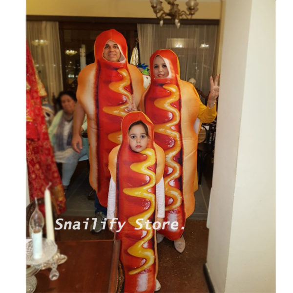Costume de Pizza pour adultes et enfants imprim en 3D chien chaud Halloween une pi ce 5