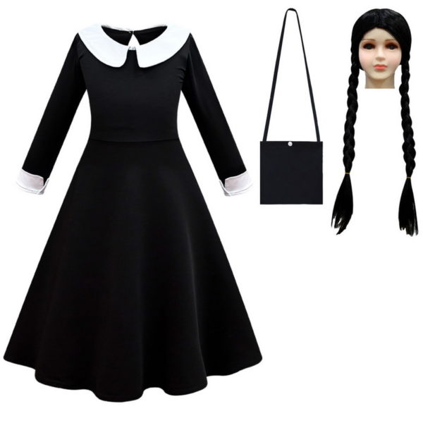 Costumes de Cosplay pour petites filles ensemble de sac perruque costume de famille Morticia v tements 1