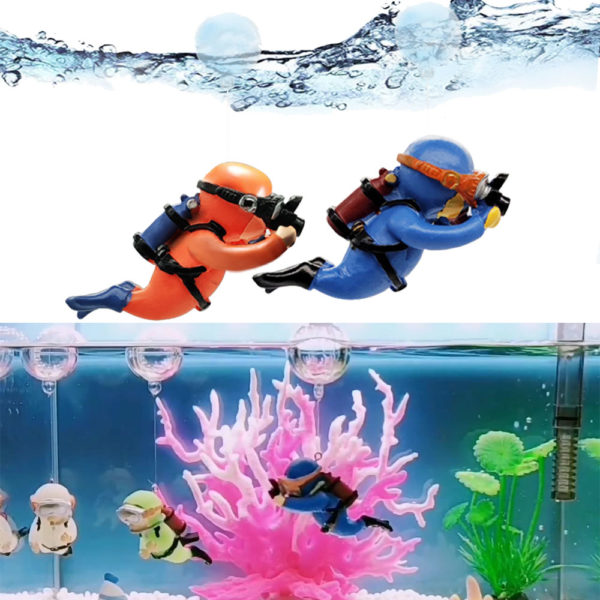 D coration d aquarium bleu Fat Man r sine flottante plongeur ornements d aquarium plantes mignon 4