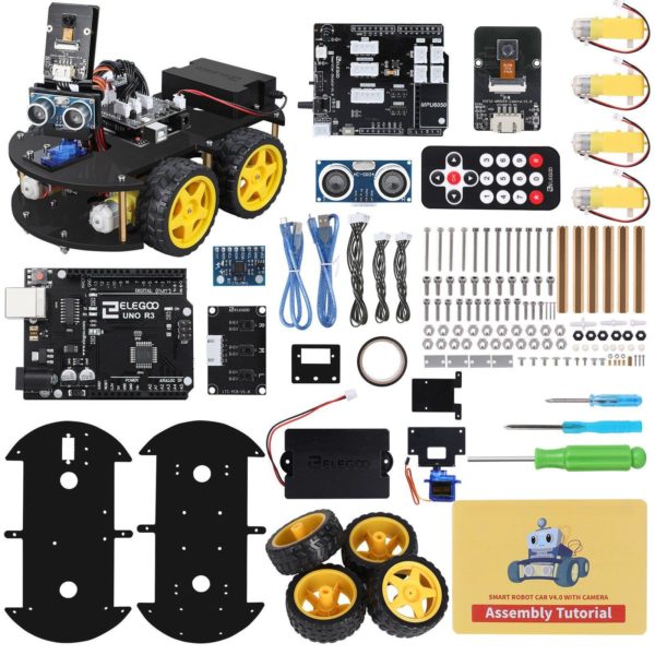 ELEGOO Kit de voiture Robot intelligente UNO R3 V4 jouet robotique Intelligent et ducatif pour l 4